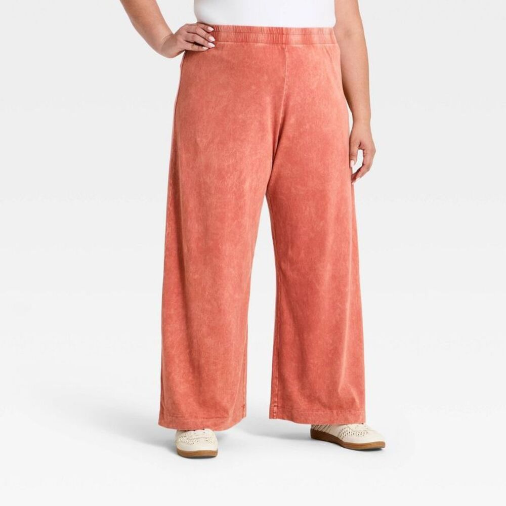 Women's High-Rise Wide Leg Knit Pull-On Pants - Universal Thread Red XXL
